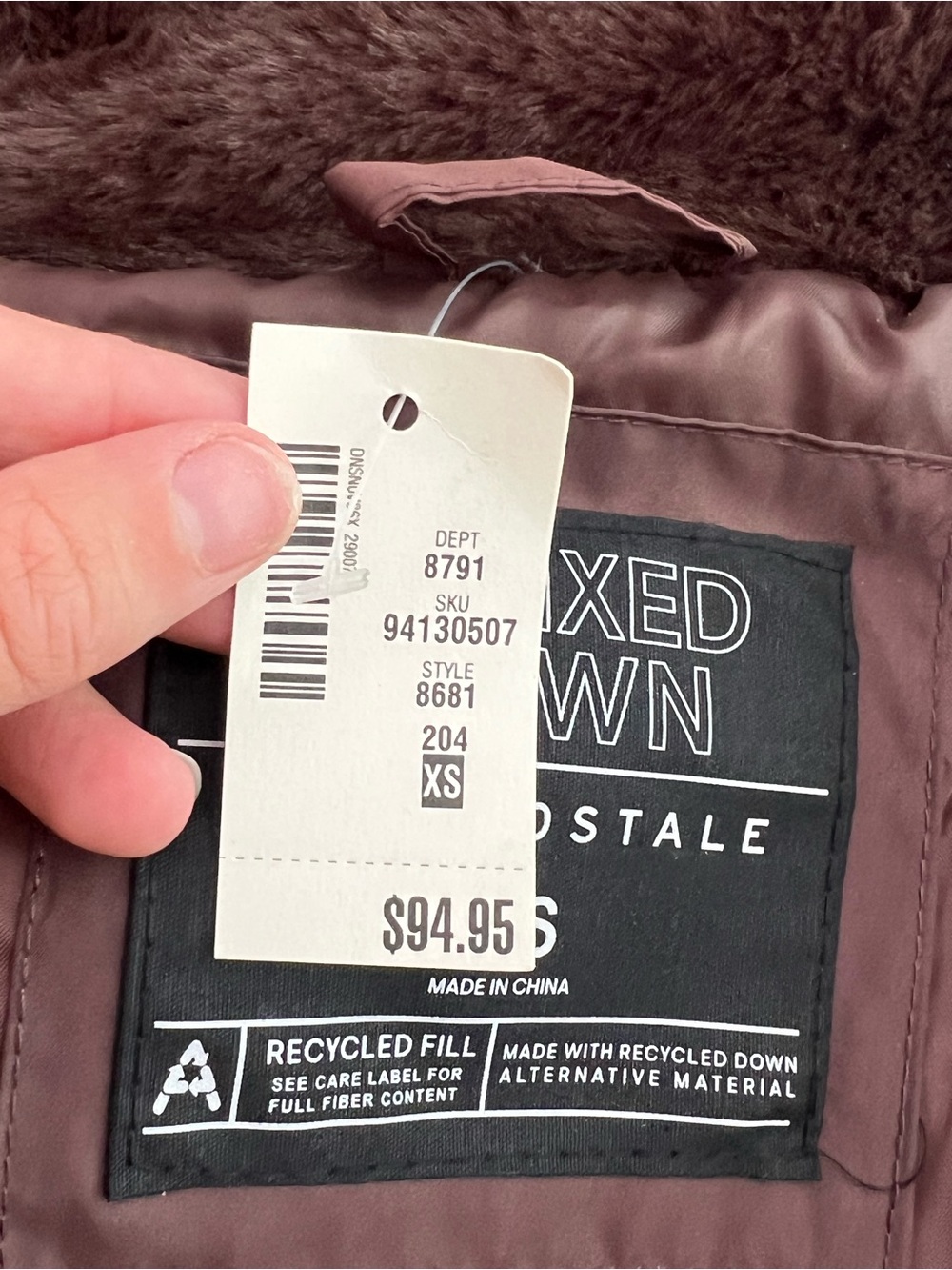 Aeropostale Women's Hooded Puffer Jacket - Mauve Brown - Picture 4 of 4